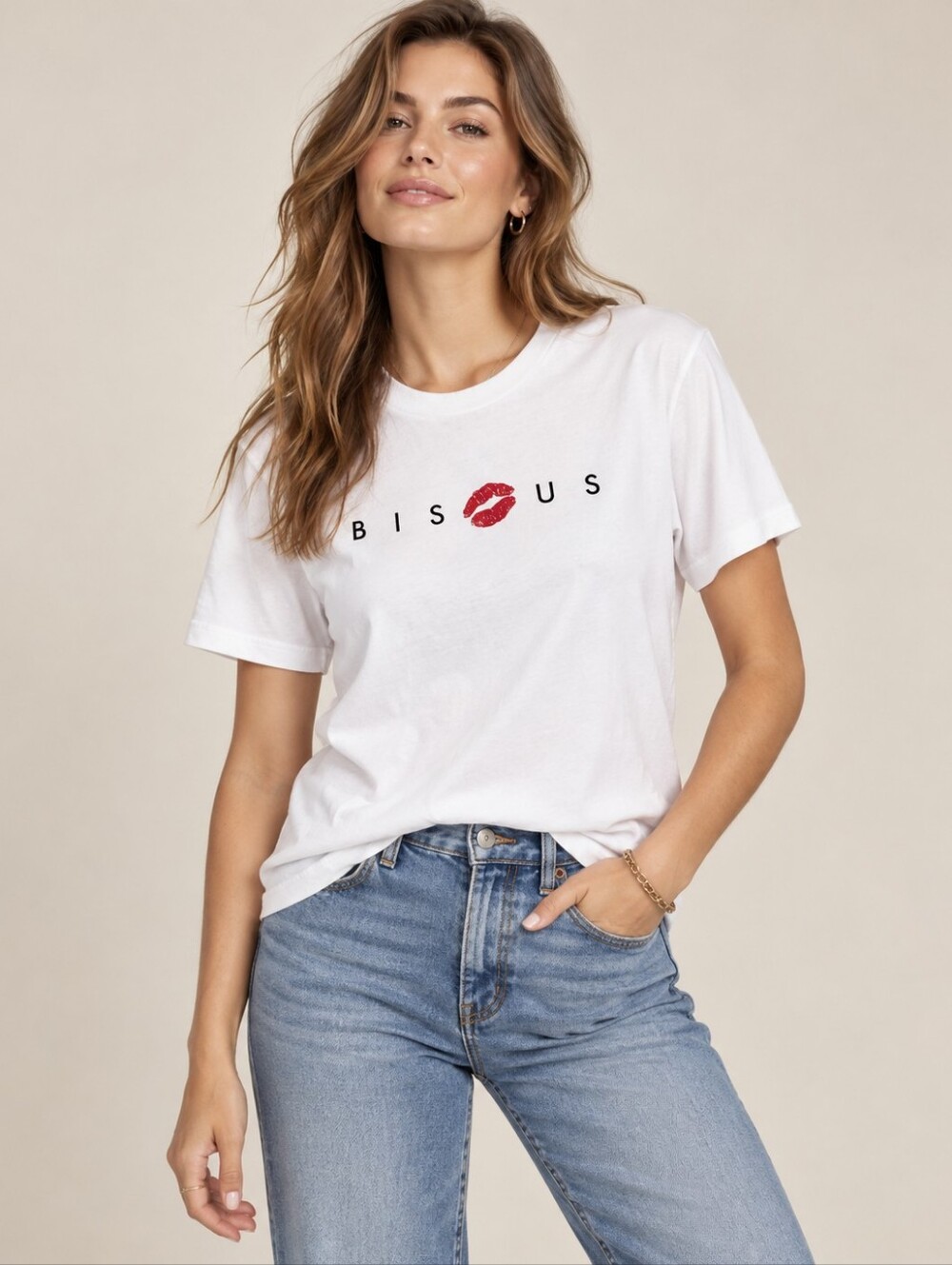 Rebecca Minkoff Bisous Westin White Graphic T-Shirt Size M NWT
